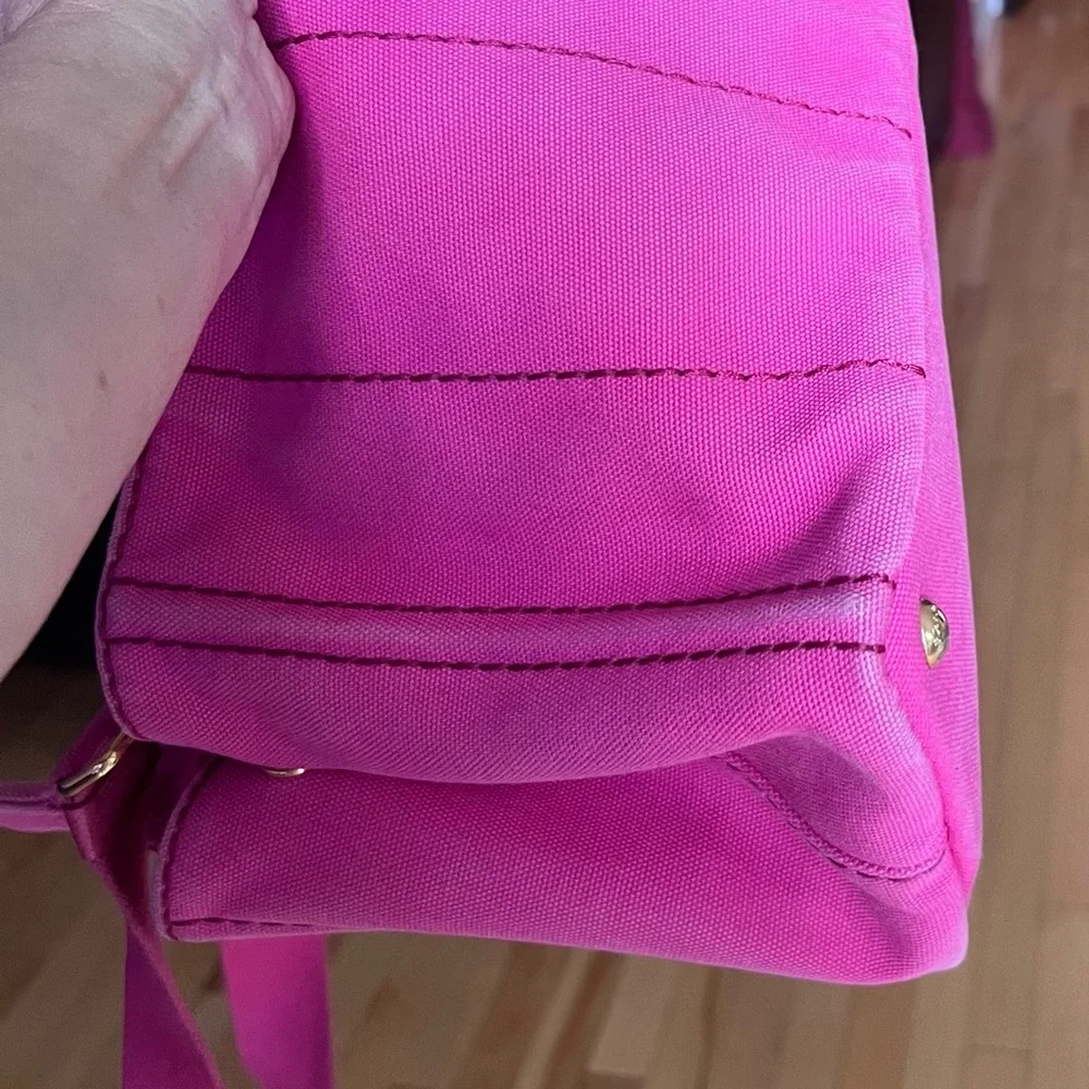 Prada Pink Canvas Canapa small Logo Tote Bag with strap